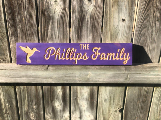 Personalized Last Name Sign | Custom family Name Sign | Personalized Trail Sign | Trail Sign | Wood Sign | Lake Sign | Humming Bird Sign