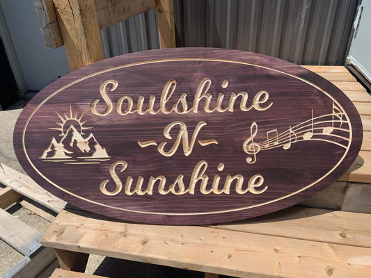 Custom Wooden Sign | Engraved Housewarming Gift | Anniversary Gift | Carved Wood Music sign | Rustic Oval Personalized gift