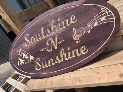 Custom Wooden Sign | Engraved Housewarming Gift | Anniversary Gift | Carved Wood Music sign | Rustic Oval Personalized gift