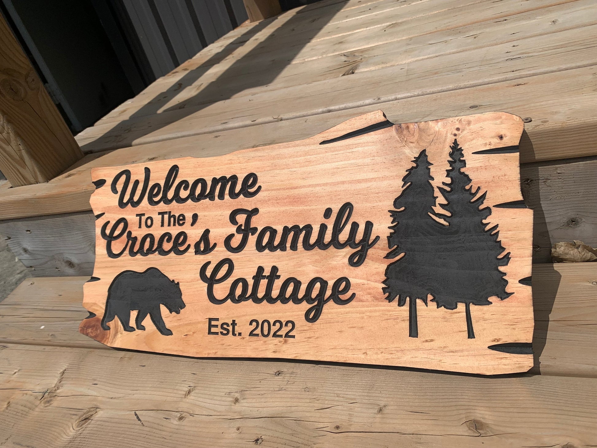 Outdoor Cottage Sign | Custom Cottage Sign | Wood Cottage Sign | Anniversary Gift | Welcome Sign | Rustic Cottage Sign | Engraved Sign