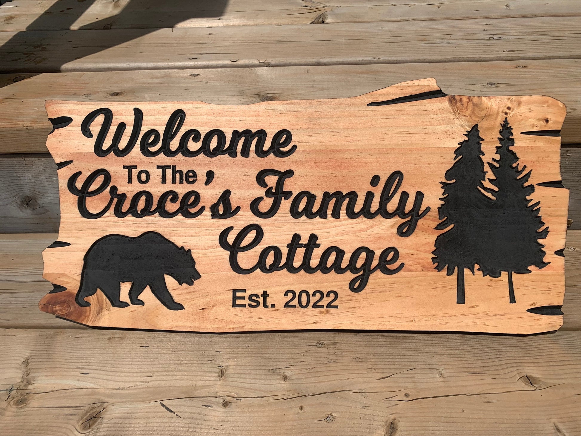 Outdoor Cottage Sign | Custom Cottage Sign | Wood Cottage Sign | Anniversary Gift | Welcome Sign | Rustic Cottage Sign | Engraved Sign