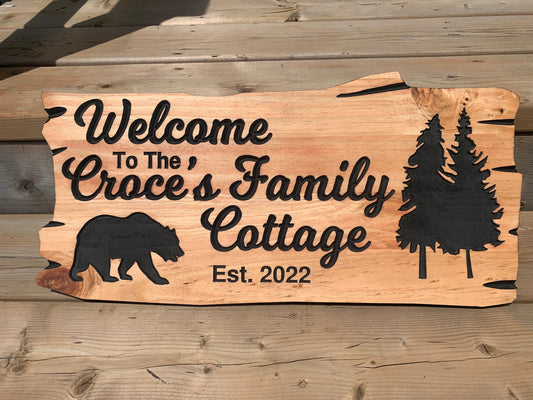 Outdoor Cottage Sign | Custom Cottage Sign | Wood Cottage Sign | Anniversary Gift | Welcome Sign | Rustic Cottage Sign | Engraved Sign