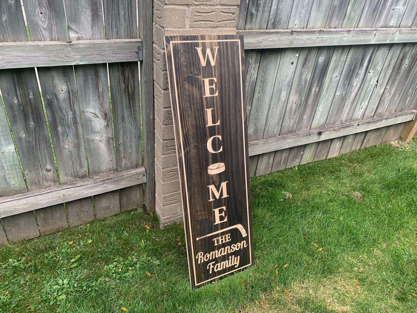 Personalized Family Welcome Sign, Custom Wood Sign, Welcome Sign, Wooden Sign, Engraved Wood Sign, Hockey family Welcome Sign