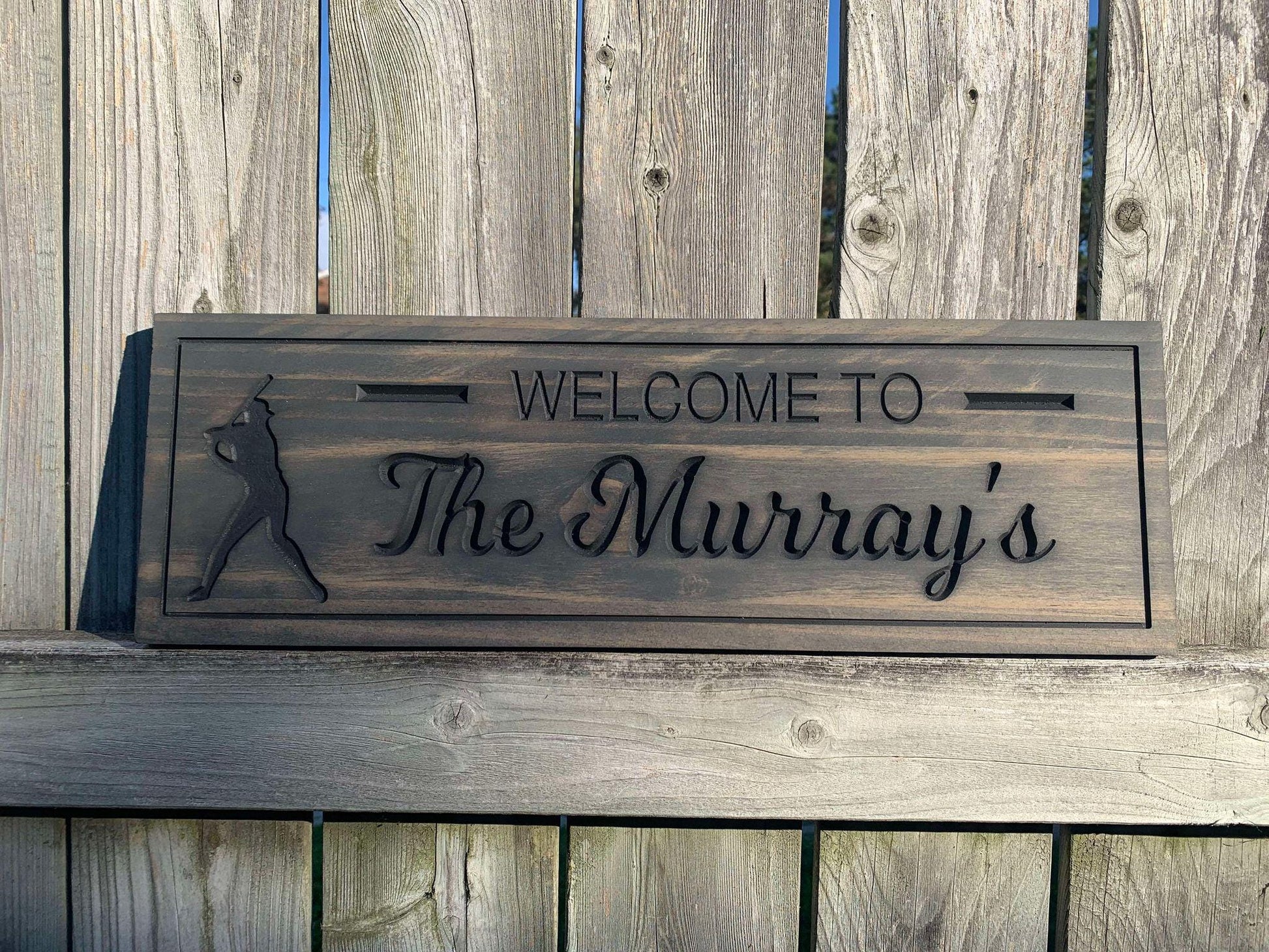 Personalized Family Welcome Sign, Custom Wood Sign, Welcome Sign, Wooden Sign, Engraved Wood Sign, Baseball family Welcome Sign