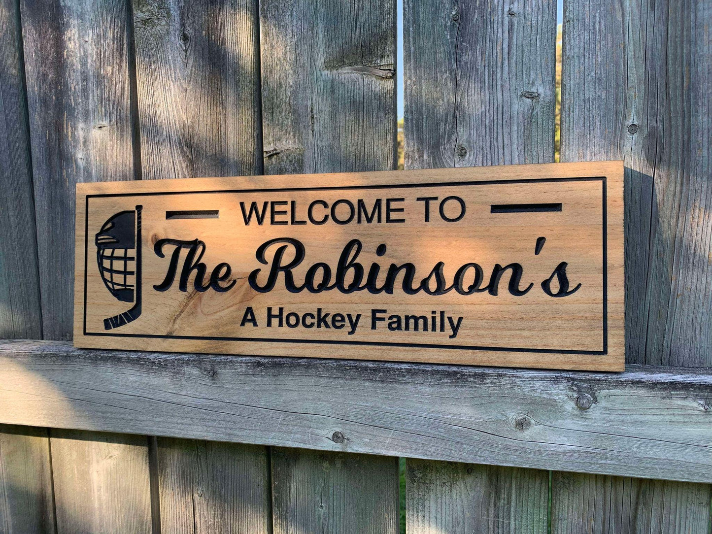 Custom Hockey Wood Sign | Personalized Family Name Wall Art | Wooden Plaque | Welcome SIgn | Rustic Home Decor