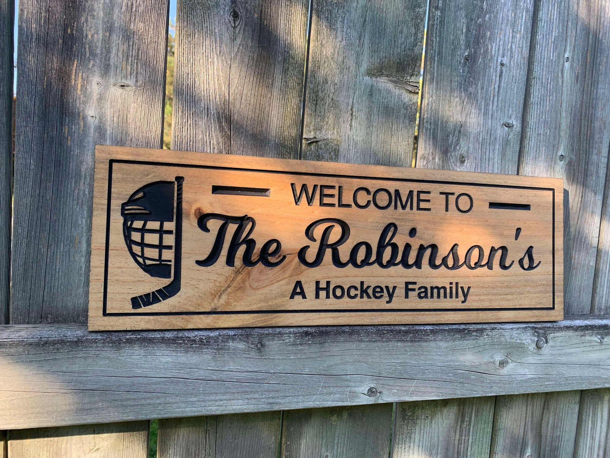 Custom Hockey Wood Sign | Personalized Family Name Wall Art | Wooden Plaque | Welcome SIgn | Rustic Home Decor