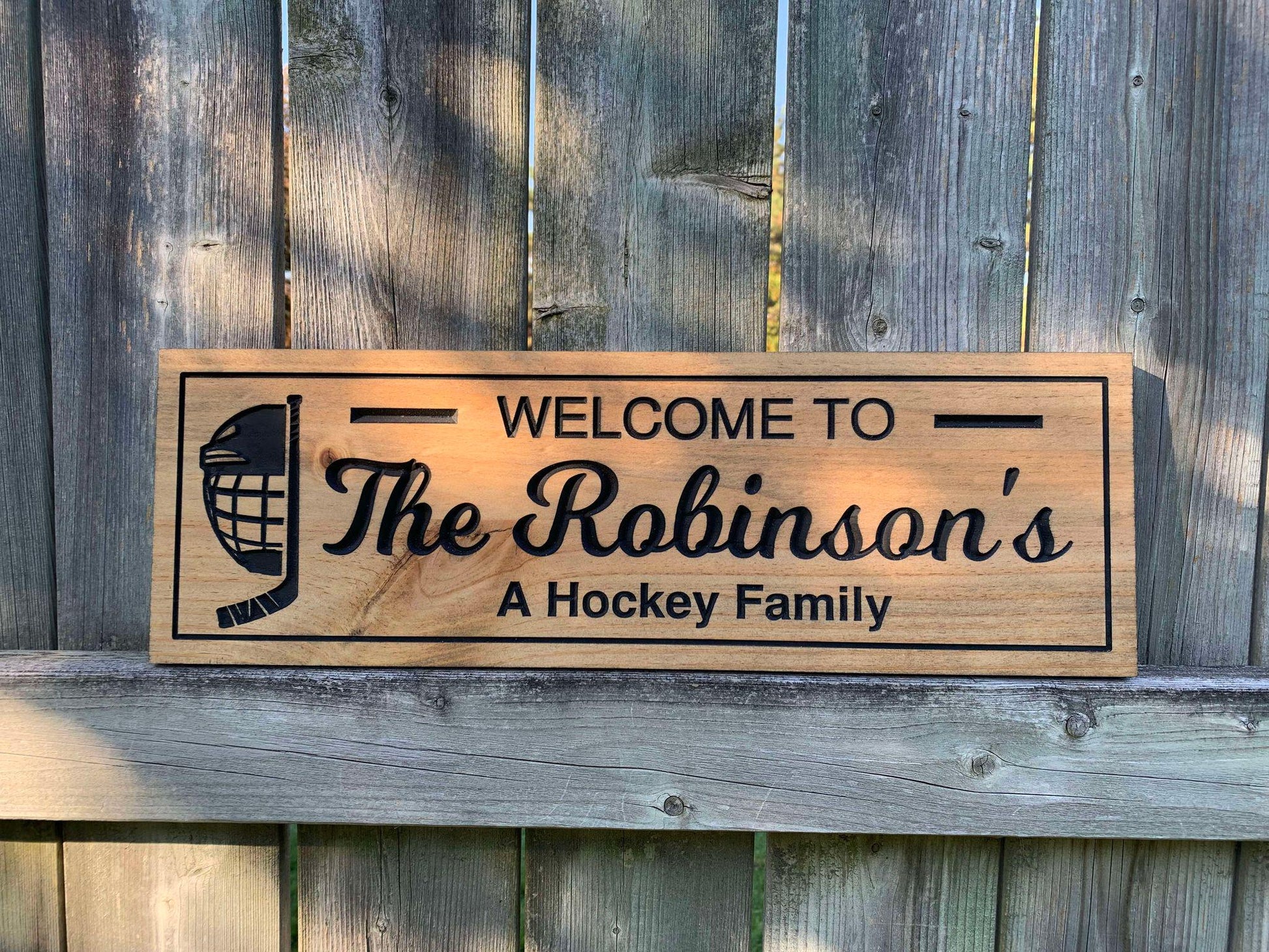 Custom Hockey Wood Sign | Personalized Family Name Wall Art | Wooden Plaque | Welcome SIgn | Rustic Home Decor
