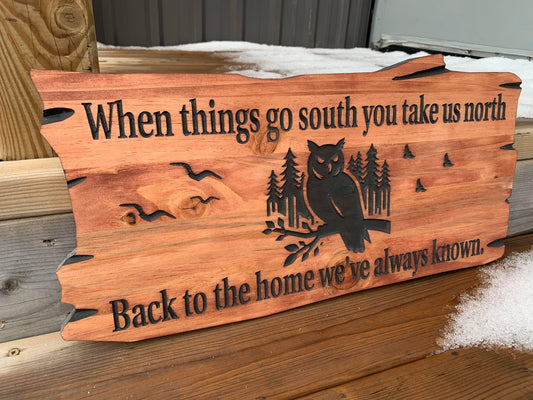 Owl Cottage Sign | Custom Cottage Sign | Wood Cottage Sign | Anniversary Gift | Welcome Sign | Outdoor Rustic Cottage Sign | Engraved Sign