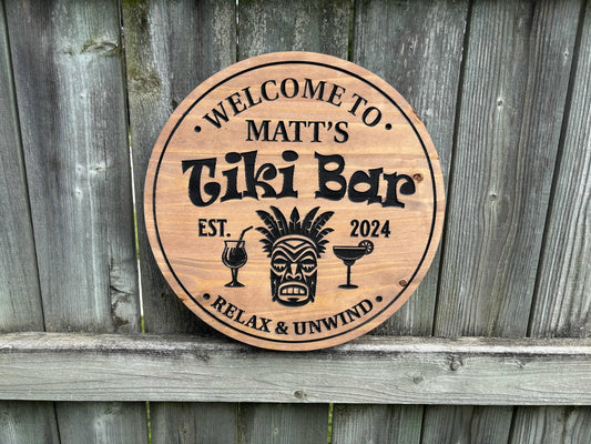 Tiki Bar Sign | Wooden Tiki Bar | Backyard Bar Sign | Personalized Bar Sign | Custom Outdoor Sign | Backyard Wood Bar Sign |  Bar Decor