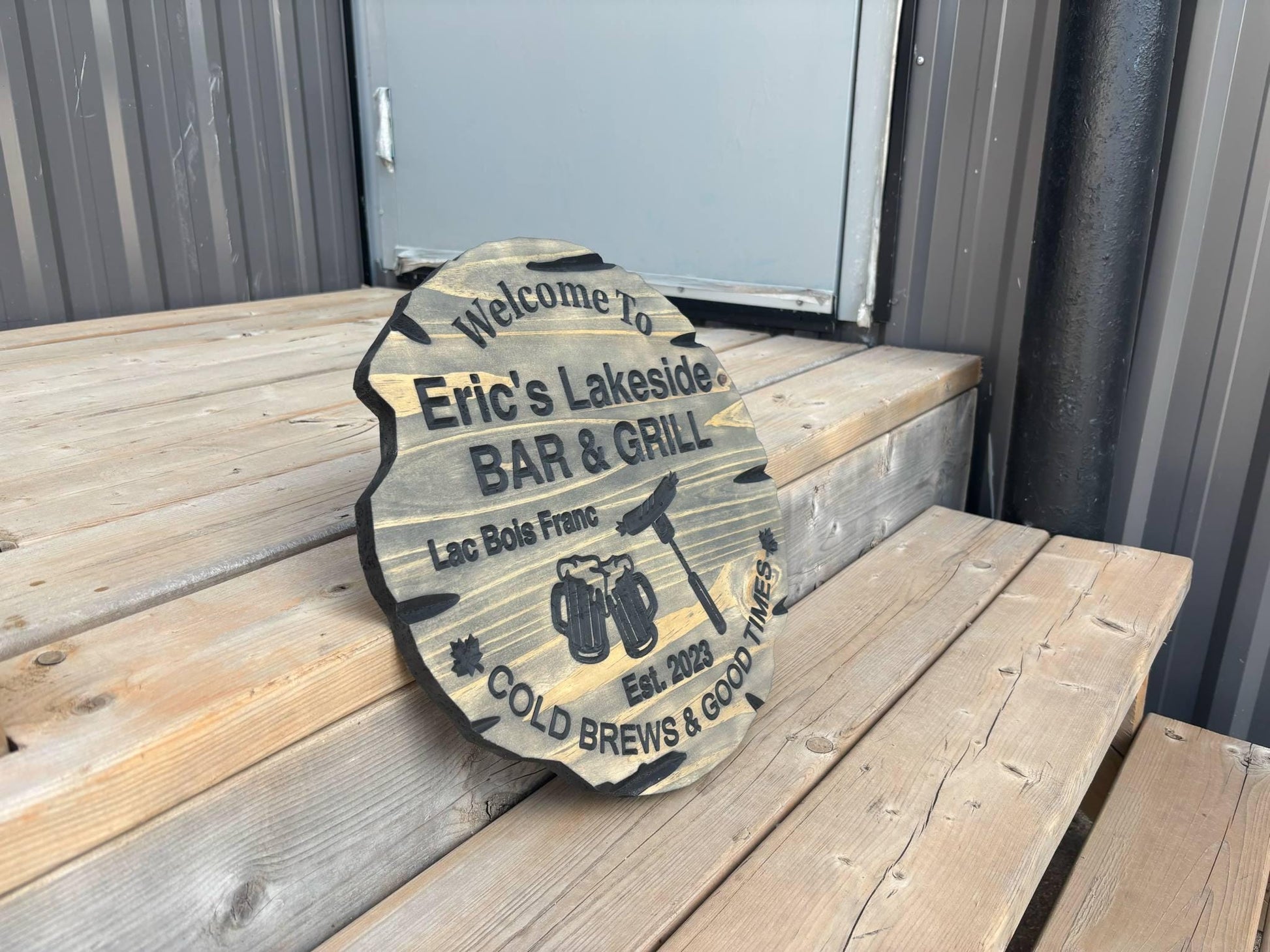 Grilling Sign - Bar Sign - Live edge wood - Bar and grill - Family name sign - custom rustic wood - Gift for him - Last Name Sign