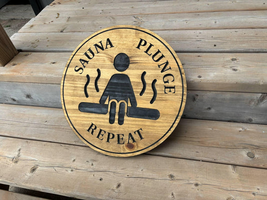 Custom Wood Sauna Sign – Personalized Pine Sauna or Hot Tub Rules Sign – Rustic Outdoor Decor – Summer Gift for Him or Cabin