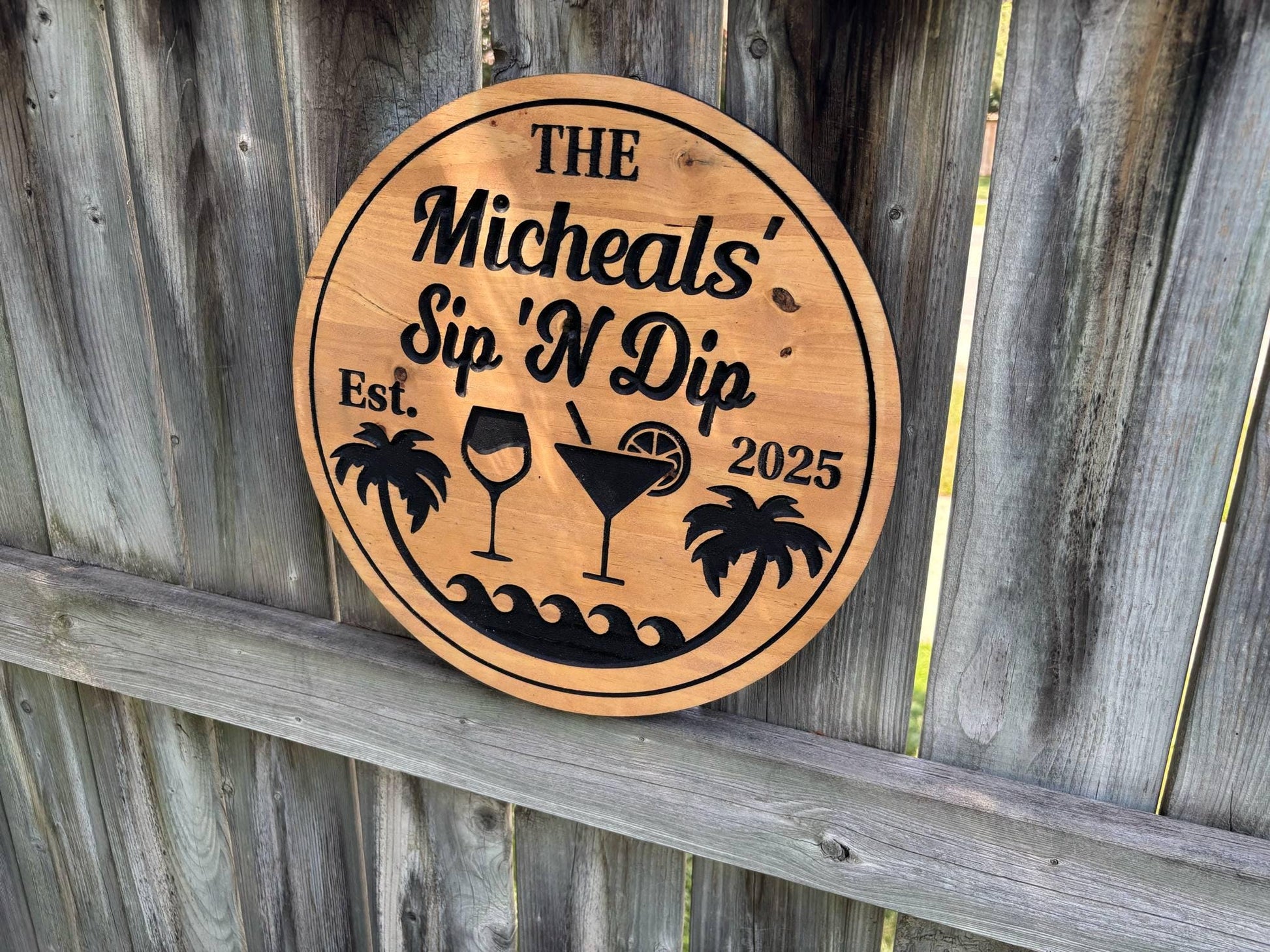 Custom Poolside Bar Sign – Outdoor Backyard Bar Decor, Weatherproof Patio Sign, Personalized Pool Bar Art