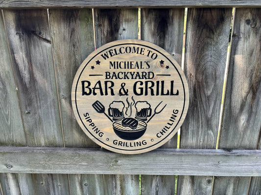 Rustic Wood Bar Sign – Handcrafted Home Bar Decor, Wooden Wall Plaque, Farmhouse Bar Gift