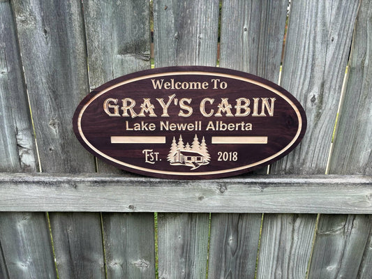 Personalized Welcome Cabin Sign – Custom Rustic Lodge Decor, Wood Wall Art for Cottage or Cozy Cabin