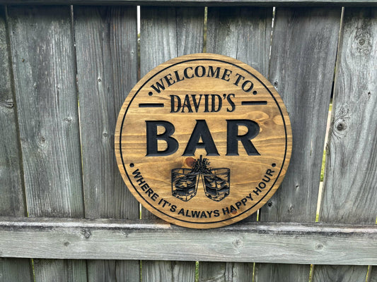 Personalized Welcome Bar Sign – Custom Home Bar Decor, Wall Sign for Man Cave, Party, or Cocktail Lounge | Custom Bar Gift