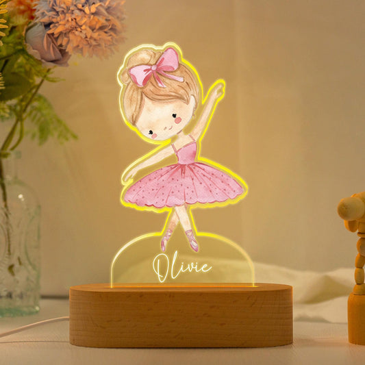 Ballerina Gift Night Light,Personalized Ballet Lamp,Custom Birthday Gift with Ballerina,Nursery Room Lamp,Room Decor,Christmas Gift for Kids